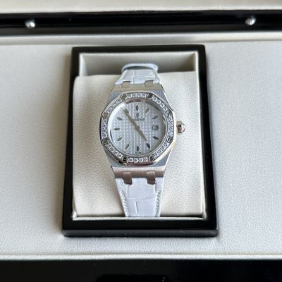 RF Factory Copy Audemars Piguet Royal Oak Swiss Quartz movement Diamond Bezel white Dial Latest 50th Anniversary 